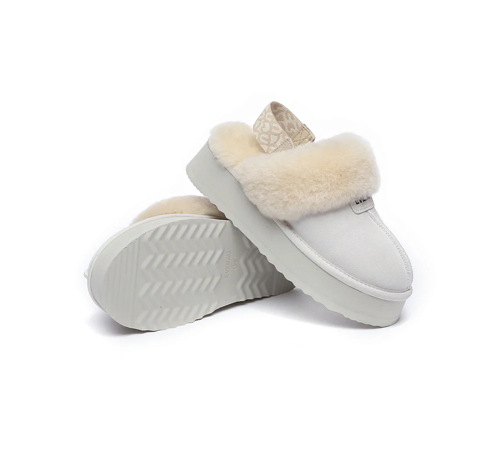 EVERAU? UGG Women Removable Strap Slingback Platform Slippers Forever