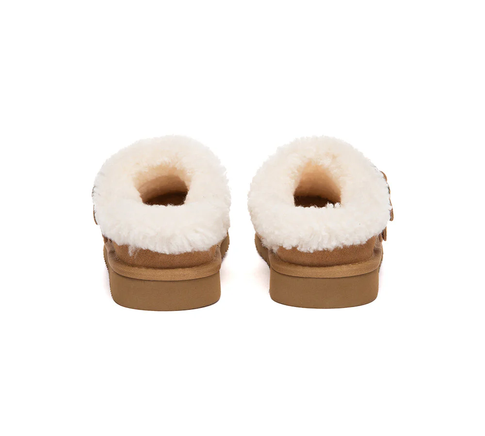 AUSTRALIAN SHEPHERD? UGG Slippers Sheepskin Wool Adjustable Strap Ankle Clog Pulsey