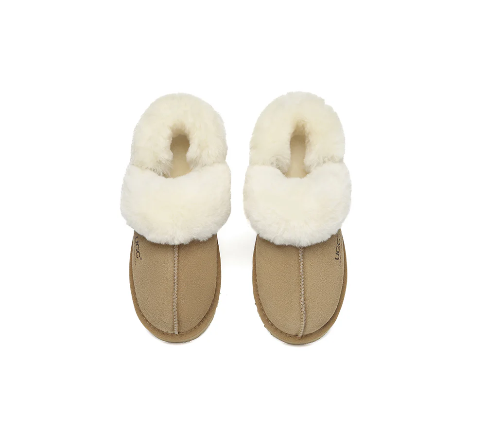 AUSTRALIAN SHEPHERD? UGG Slippers Women Removable Wool Strap Slingback Muffin Fluffy