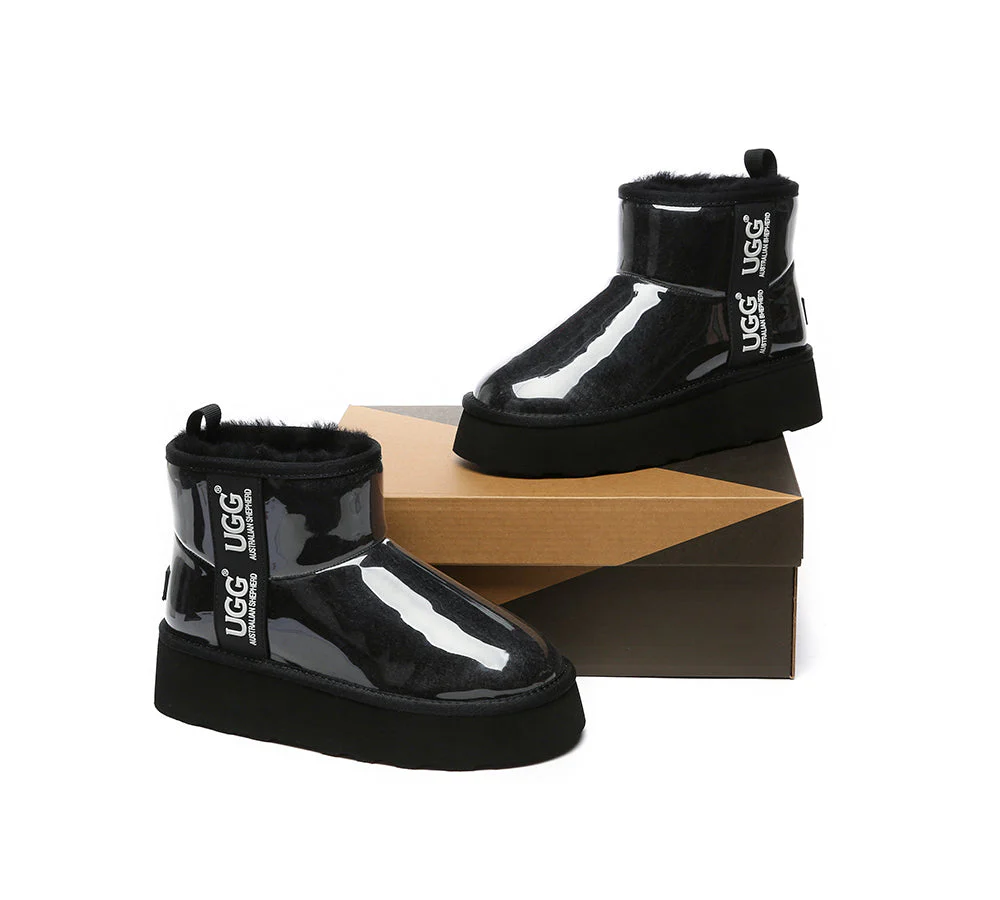 AUSTRALIAN SHEPHERD? UGG Boots Women Clear Waterproof Shearling Coated Classic Platform