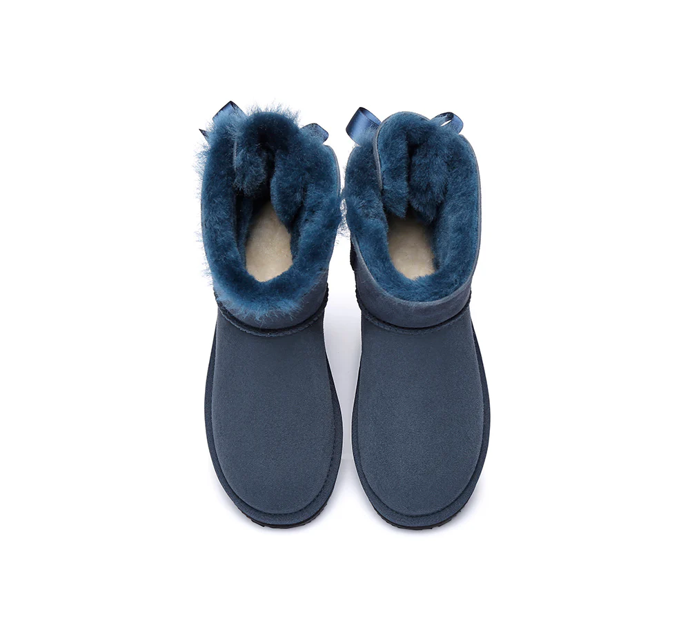 Urban UGG? UGG Boots Women Double faced Sheepskin Wool Mini Back Bow