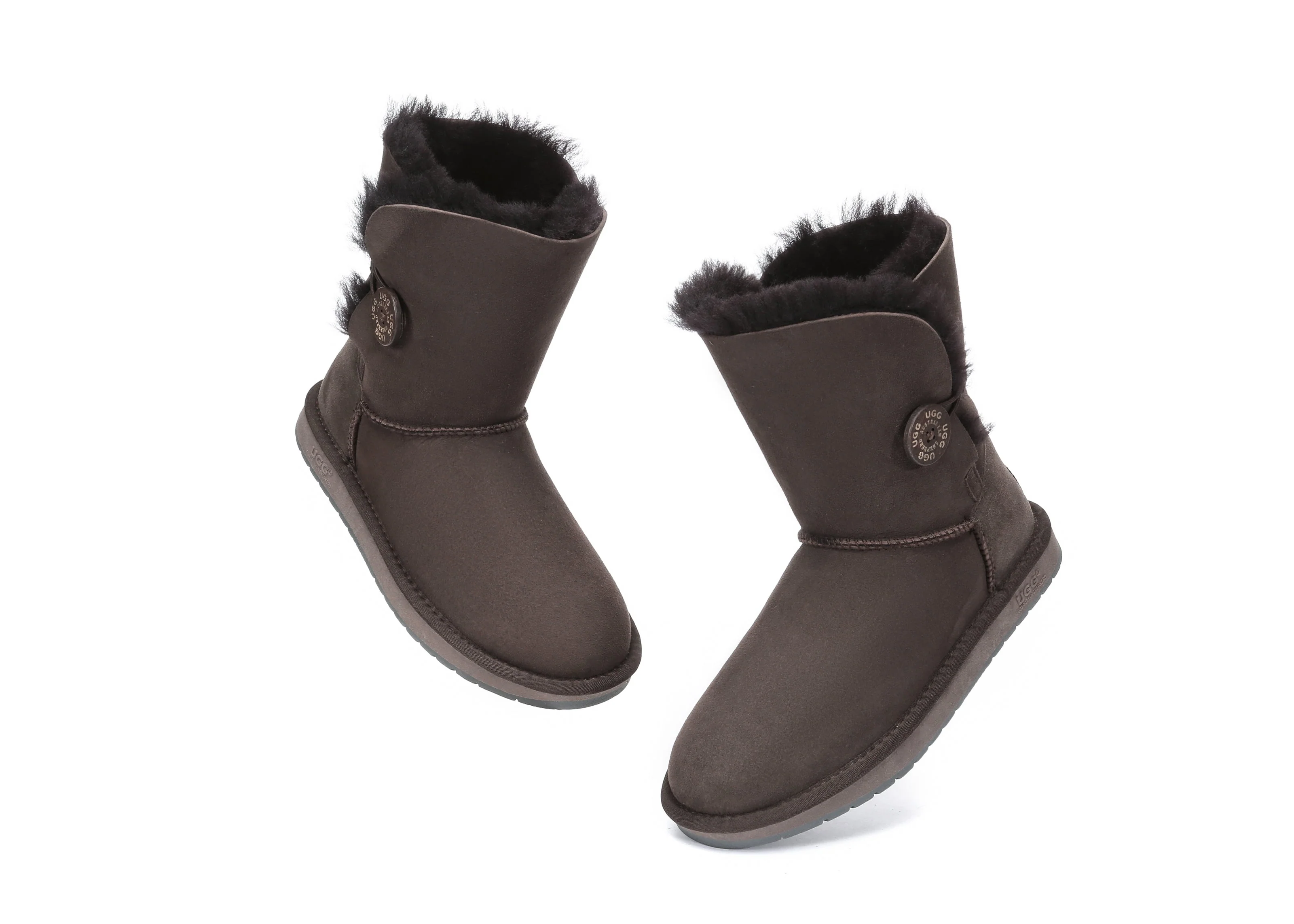 AUSTRALIAN SHEPHERD? UGG Boots Double Face Sheepskin Wool Short Button