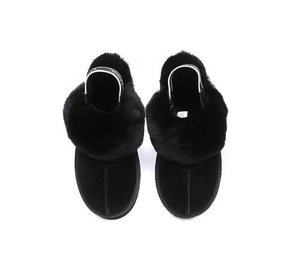 AUSTRALIAN SHEPHERD? UGG Slippers Women Removable Strap Slingback Platform Waffle