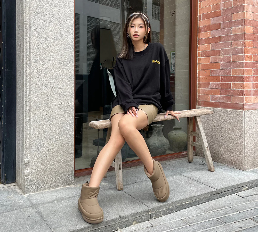 EVERAU? UGG Boots Women Sheepskin Wool Waterproof Ankle Dobra