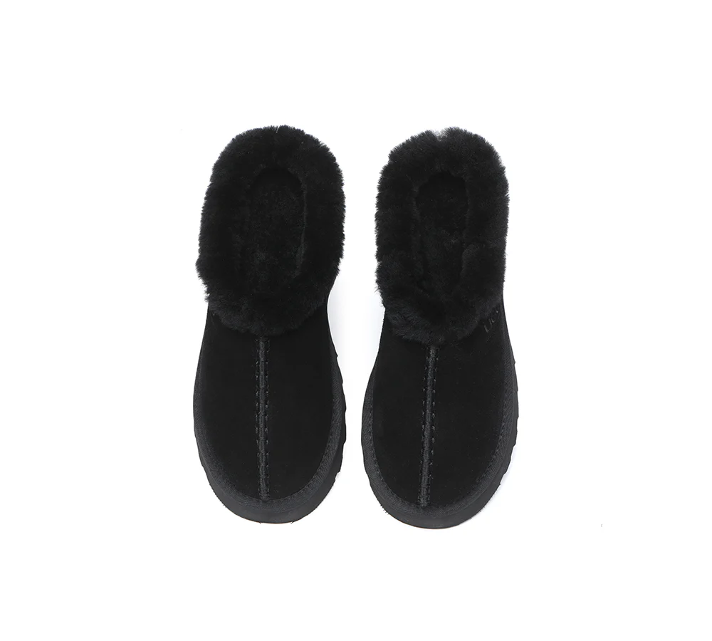 AUSTRALIAN SHEPHERD? UGG Slippers Sheepskin Wool Ankle Chunky Platform Adrian