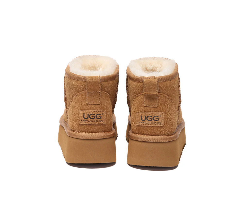 AUSTRALIAN SHEPHERD? UGG Boots Sheepskin Wool Ankle Platform Helia