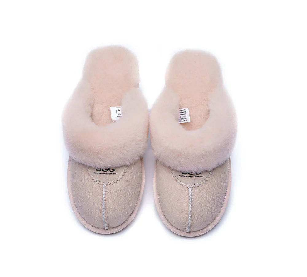 AUSTRALIAN SHEPHERD? UGG Slippers Double Face Sheepskin Wool Scuff Waffle