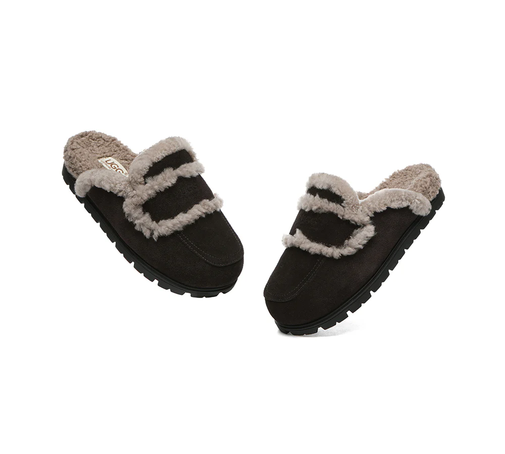AUSTRALIAN SHEPHERD? UGG Slippers Women Sheepskin Wool Shearling Lined Remi