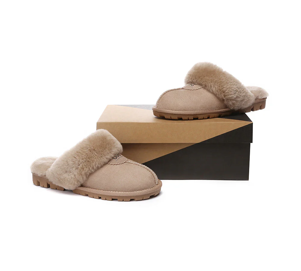 AUSTRALIAN SHEPHERD? UGG Slippers Double Face Sheepskin Wool Scuff Waffle