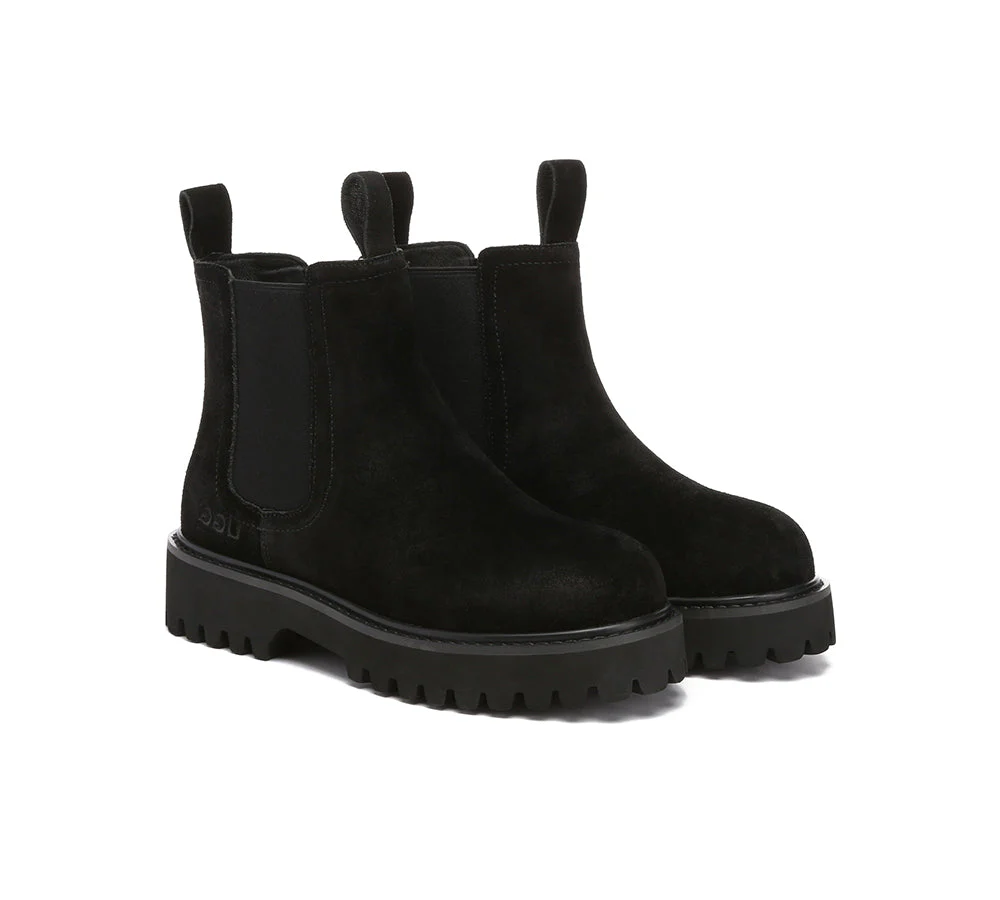 AUSTRALIAN SHEPHERD? UGG Boots Sheepskin Wool Chelsea Chunky Chana