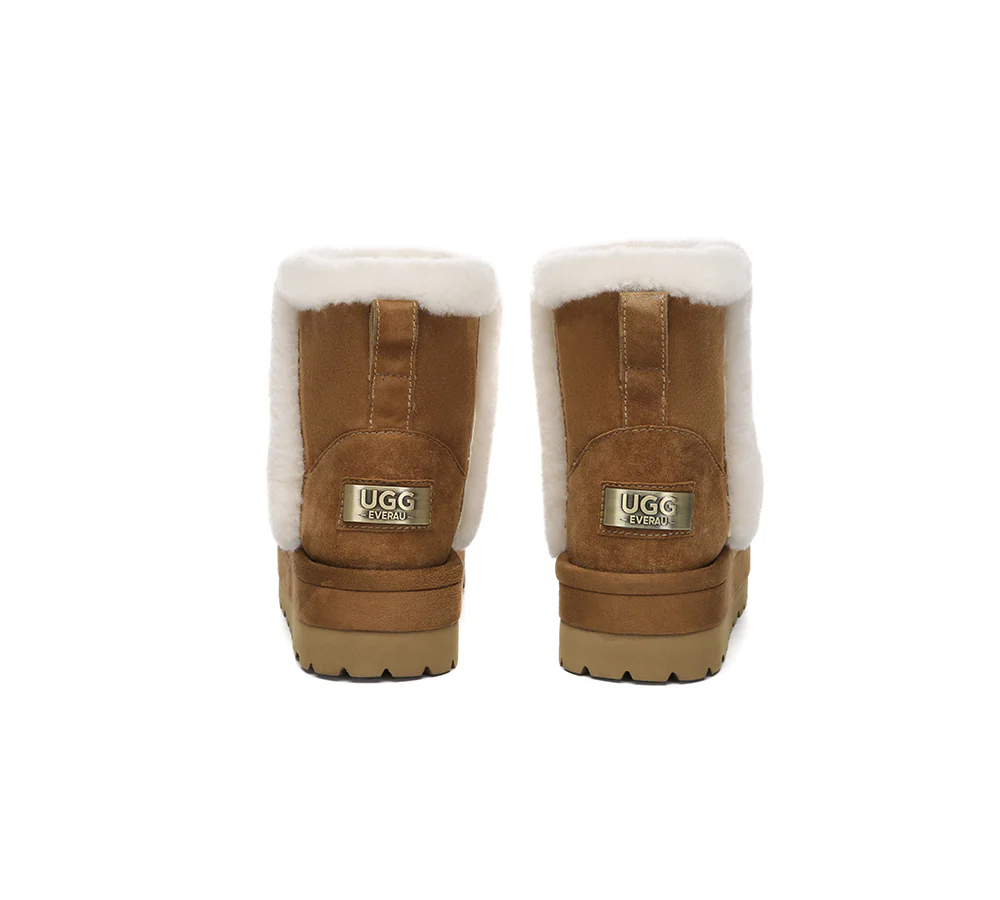 UGG EVERAU? UGG Boots Women Sheepskin Wool Shearling Lined Ankle Platform Udelia