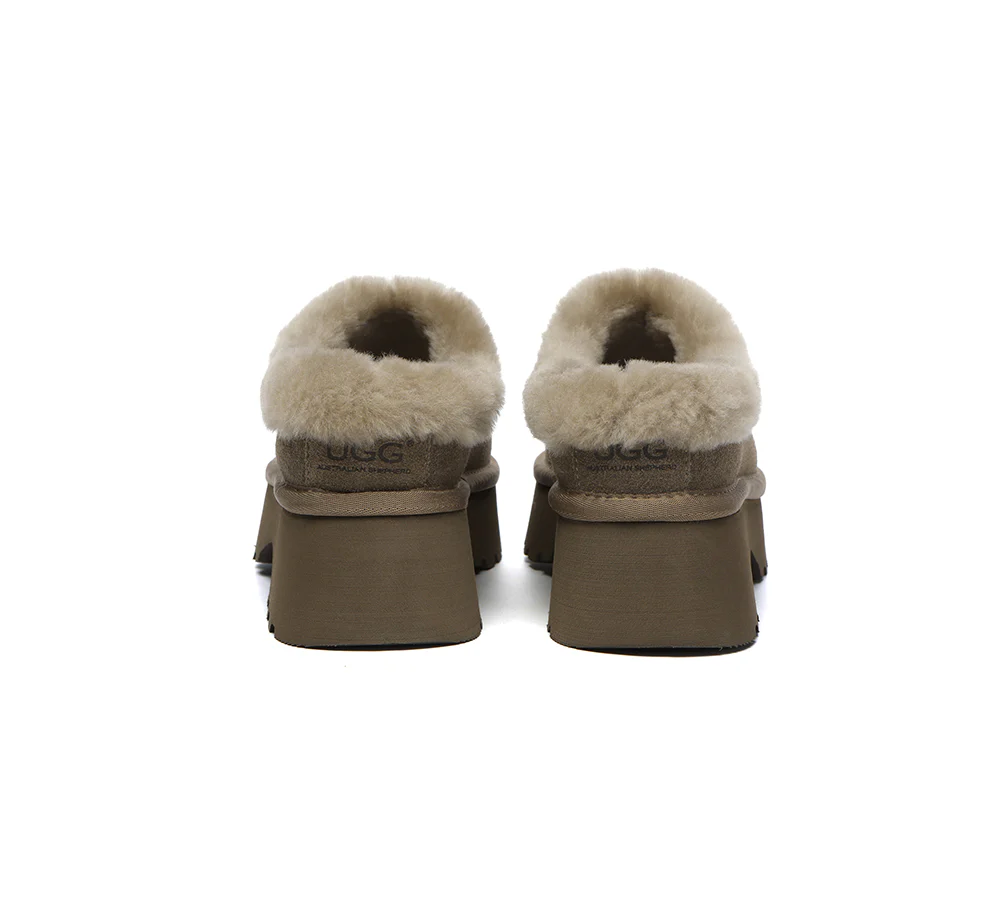 AUSTRALIAN SHEPHERD? UGG Slippers Sheepskin Wool Ankle Chunky Platform Adrian