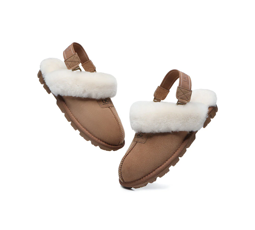 AUSTRALIAN SHEPHERD? 2-Way Style UGG Slippers Sheepskin Wool Removable Strap Slingback Suzie