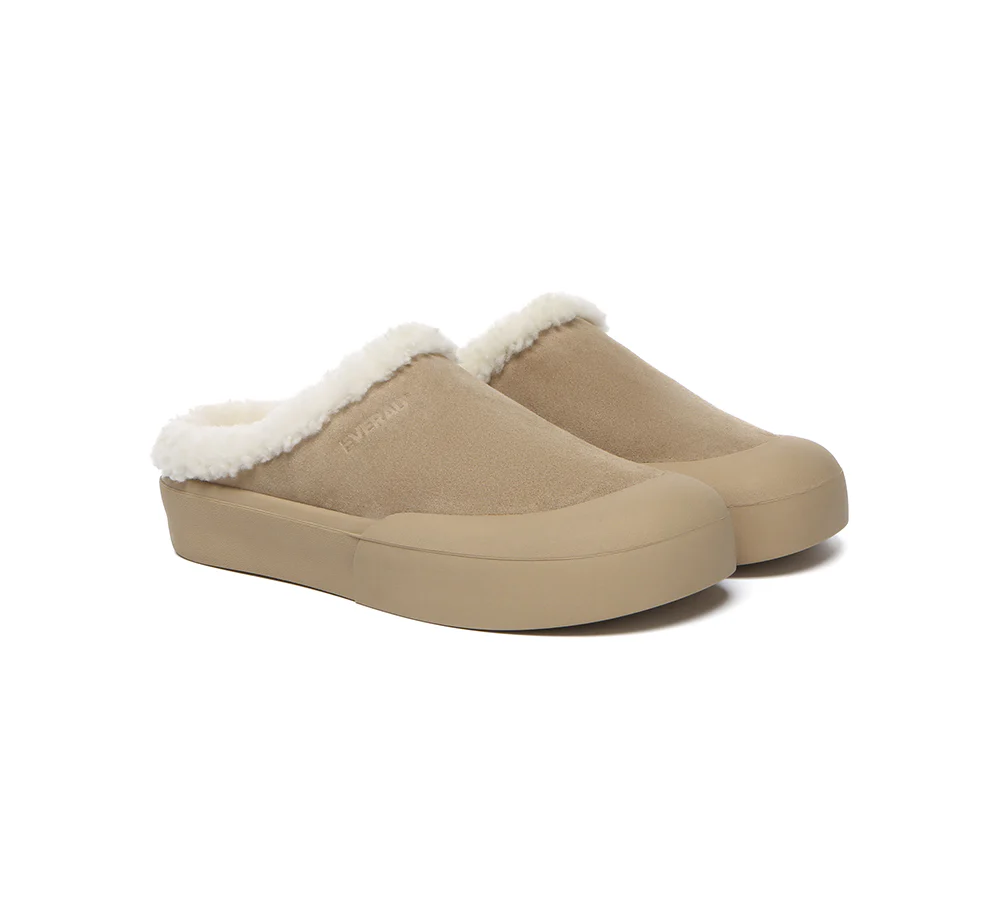 EVERAU? UGG Slippers Sheepskin Wool Scuff Staney