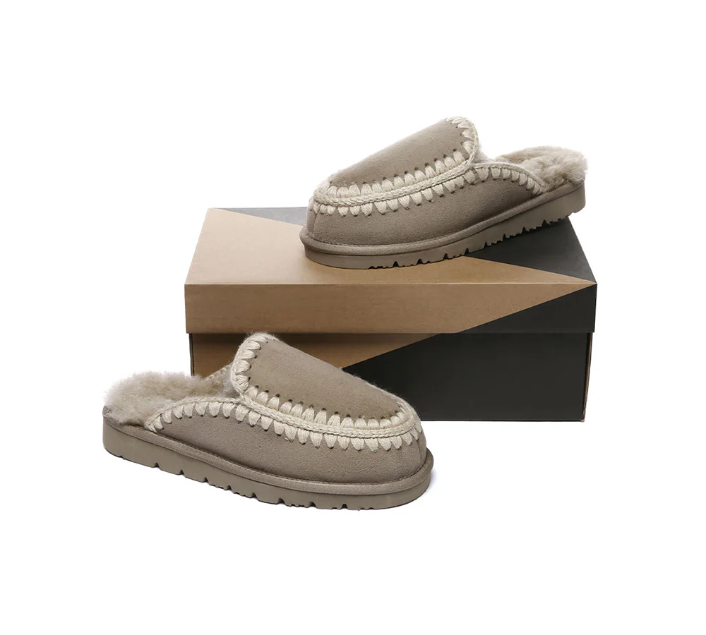 AUSTRALIAN SHEPHERD? UGG Slippers Women Sheepskin Wool Knitted Sophia