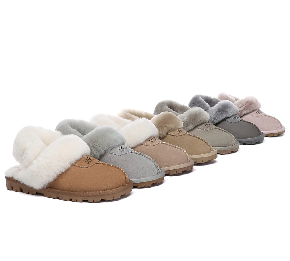 AUSTRALIAN SHEPHERD? UGG Women Slippers Removable Wool Fluffy Strap Slingback Waffle