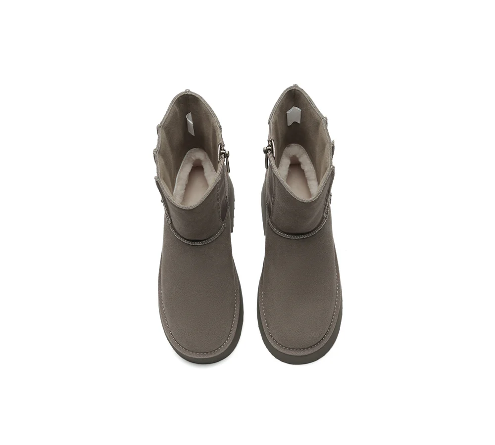 UGG EVERAU? UGG Boots Short Zipper Chunky Platform Yuana