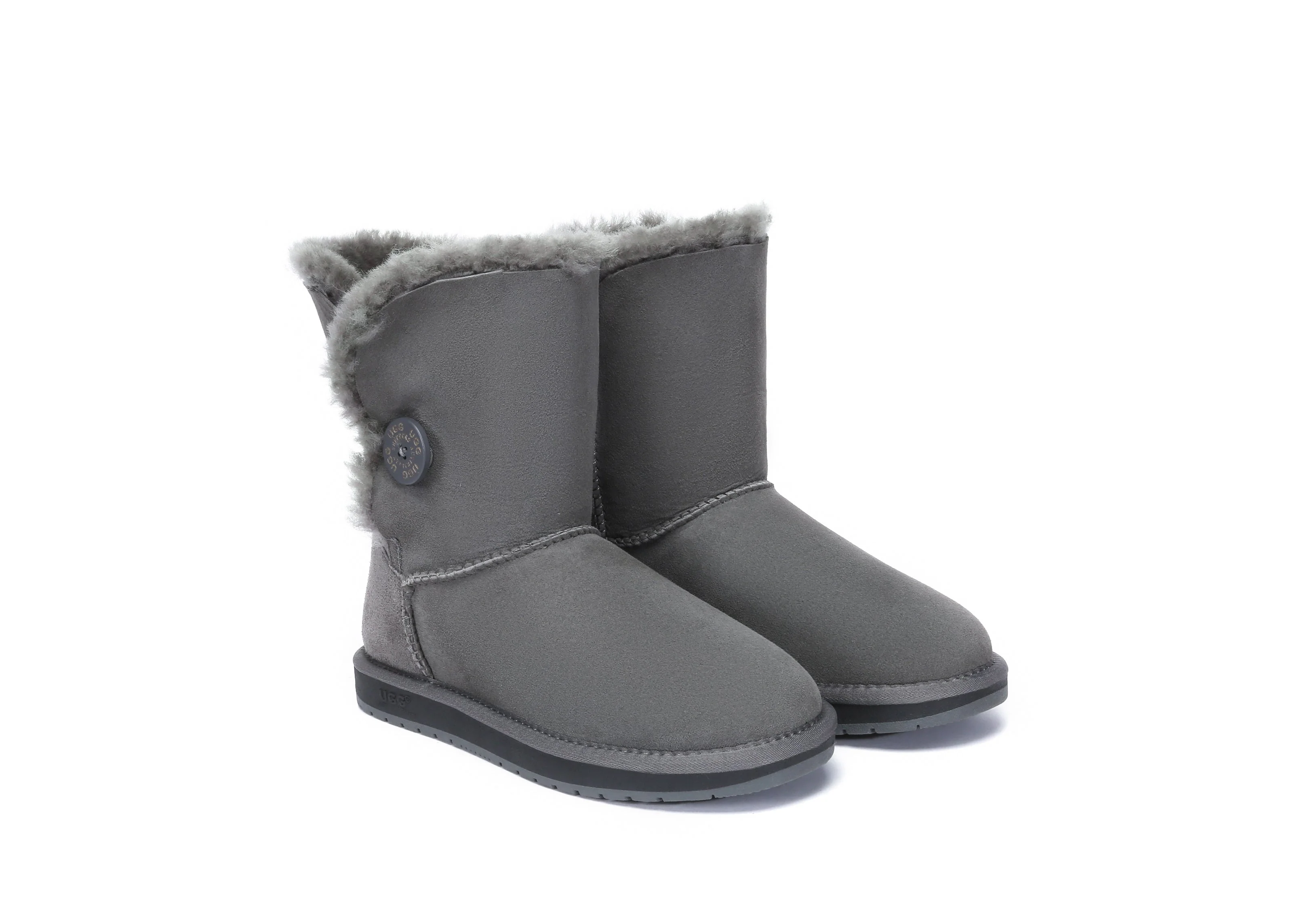AUSTRALIAN SHEPHERD? UGG Boots Double Face Sheepskin Wool Short Button