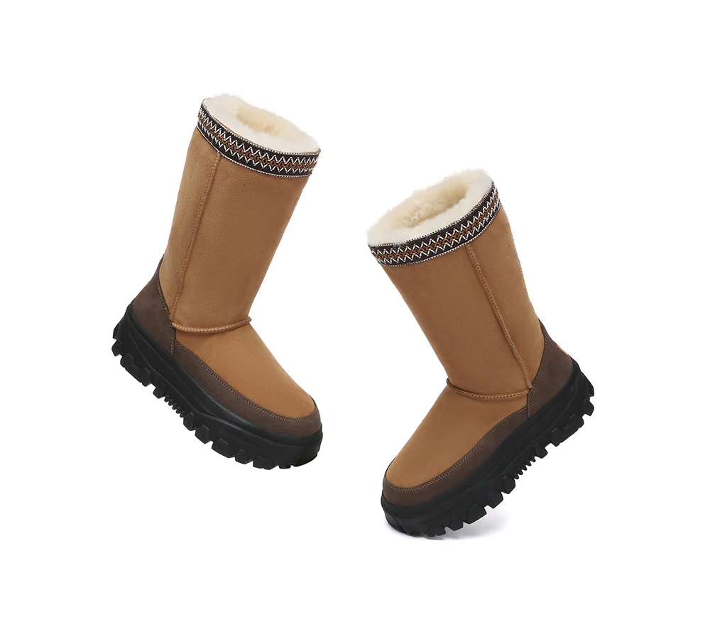 AUSTRALIAN SHEPHERD? UGG Boots Sheepskin Wool Chunky Platform Tall Glacelle