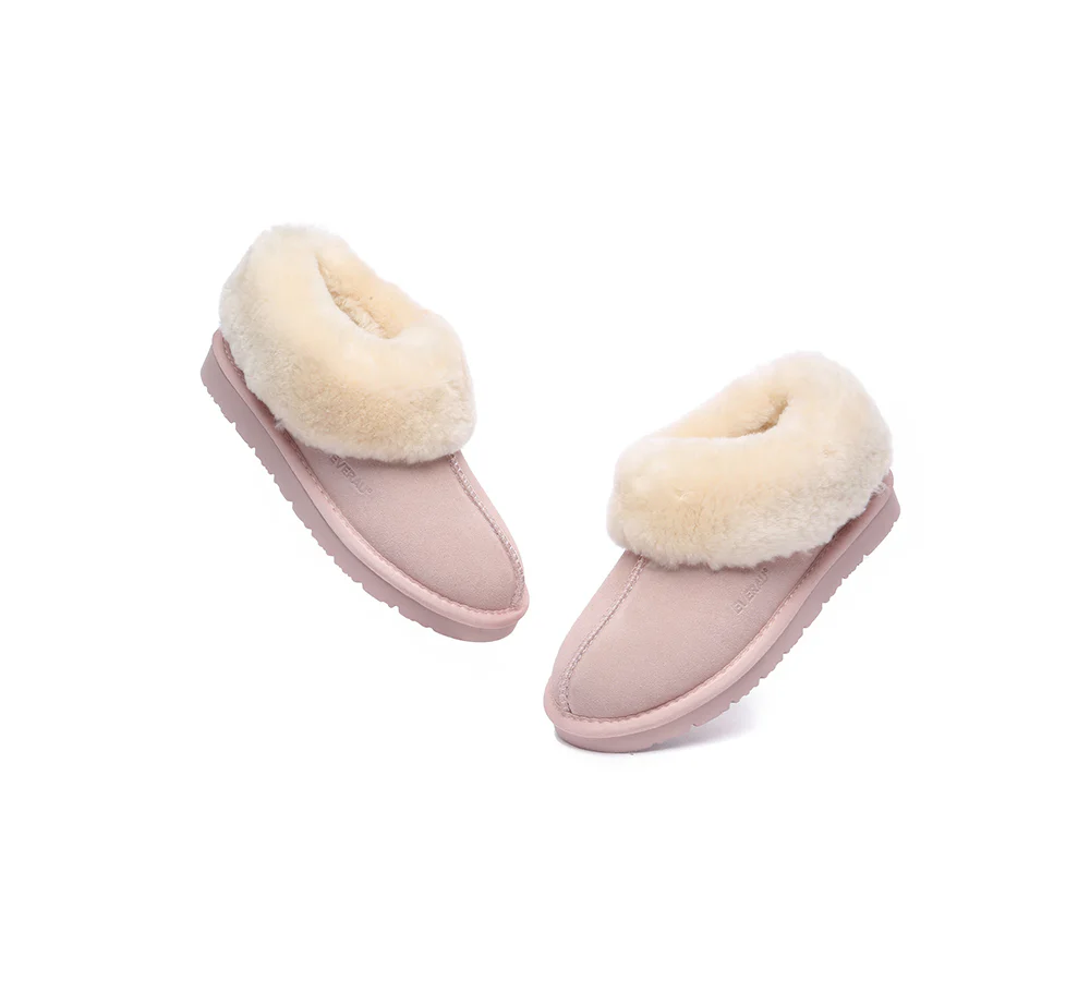 EVERAU? UGG Slippers Sheepskin Wool Suede Ankle Homey