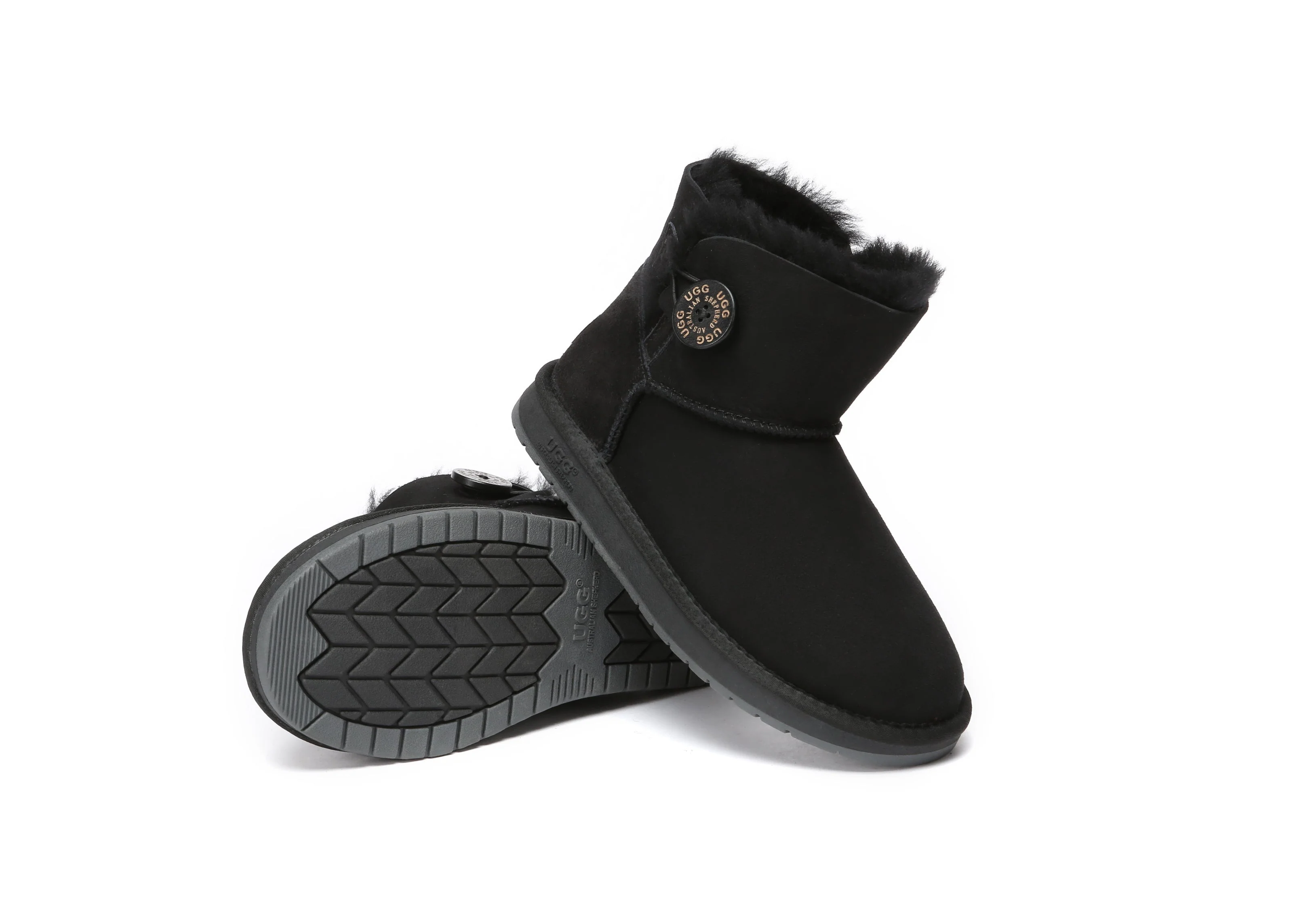 AUSTRALIAN SHEPHERD? UGG Boots Double Face Sheepskin Wool Mini Button