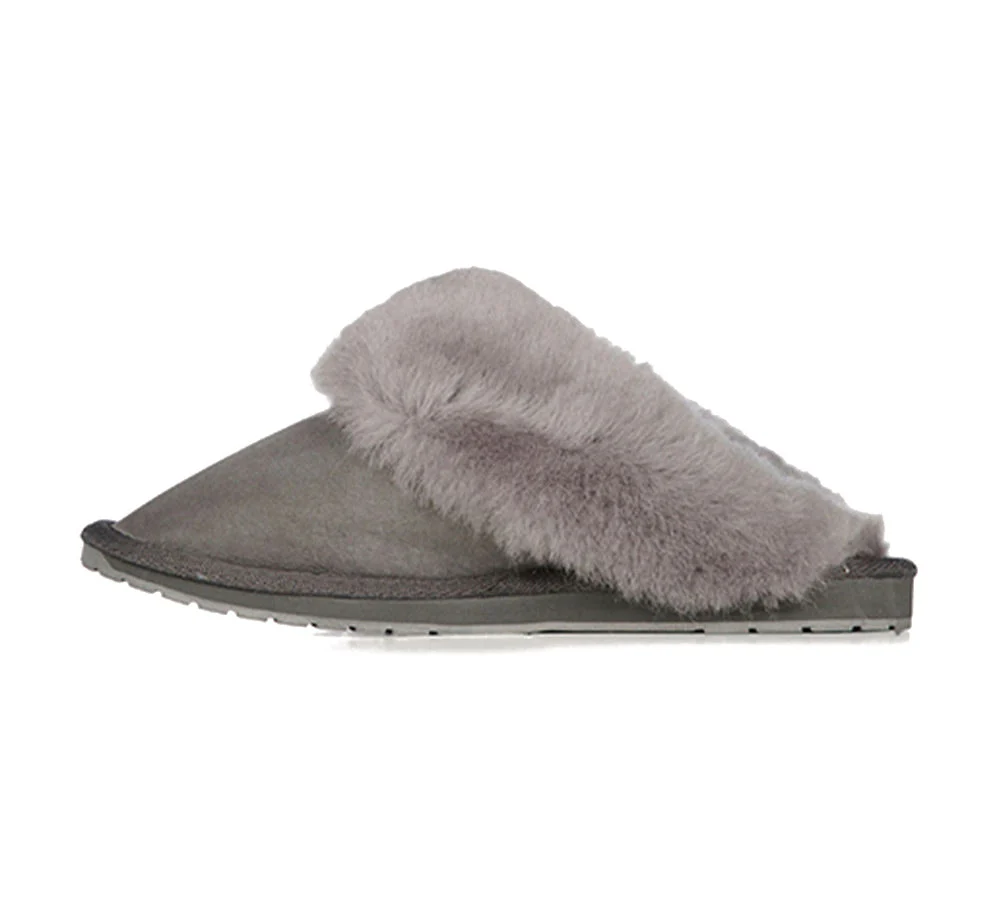 EMU? UGG Slippers Australian Made Sheepskin Wool Scuff Platinum Eden