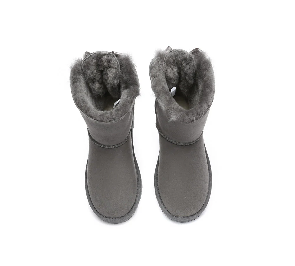 Urban UGG? UGG Boots Women Double faced Sheepskin Wool Short Back Bow