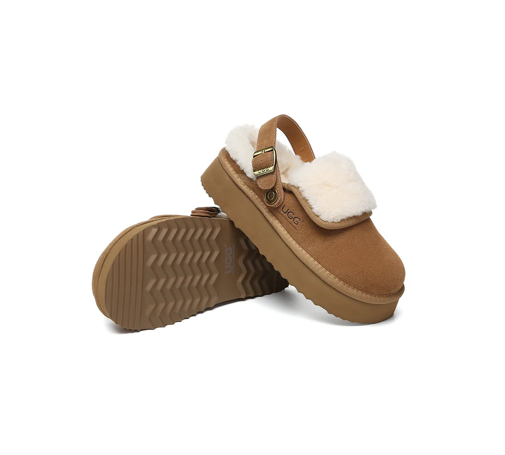 AUSTRALIAN SHEPHERD? UGG Slippers Sheepskin Wool Slingback Platform Tenley