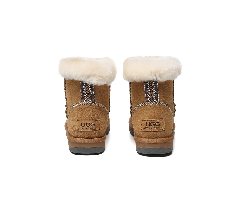AUSTRALIAN SHEPHERD? UGG Boots Women Sheepskin Wool Ankle Woven Mini Stormy