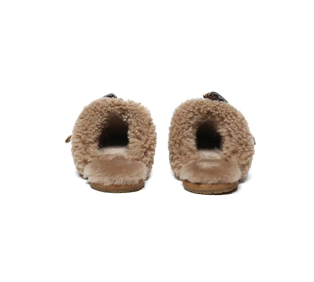AUSTRALIAN SHEPHERD? UGG Slippers Women Sheepskin Wool Bow Cecil