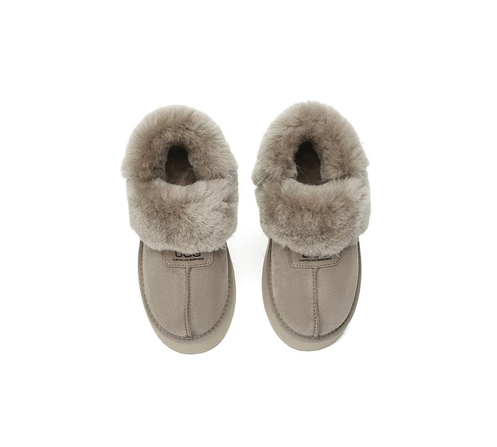 AUSTRALIAN SHEPHERD? UGG Slippers Women Removable Wool Strap Slingback Platform Suzie