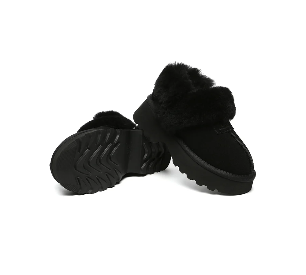 AUSTRALIAN SHEPHERD? UGG Slippers Women Removable Wool Strap Slingback Chunky Platform Muna