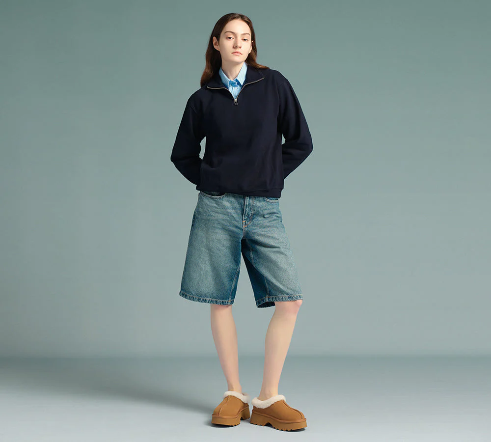 AUSTRALIAN SHEPHERD? UGG Slippers Sheepskin Wool Ankle Chunky Platform Adrian