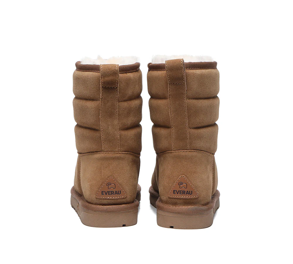 EVERAU? UGG Boots Sheepskin Wool Short Puffer