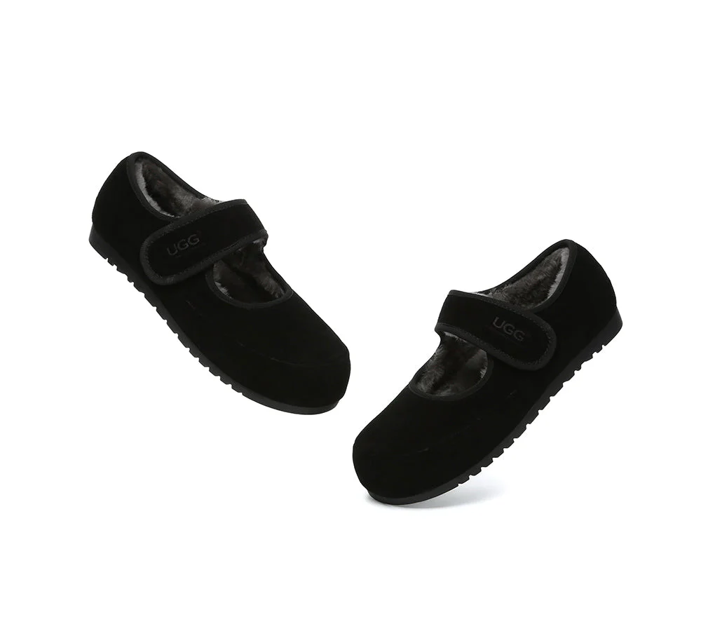 AUSTRALIAN SHEPHERD? UGG Slippers Sheepskin Wool Adjustable Strap Mary Jane Millie