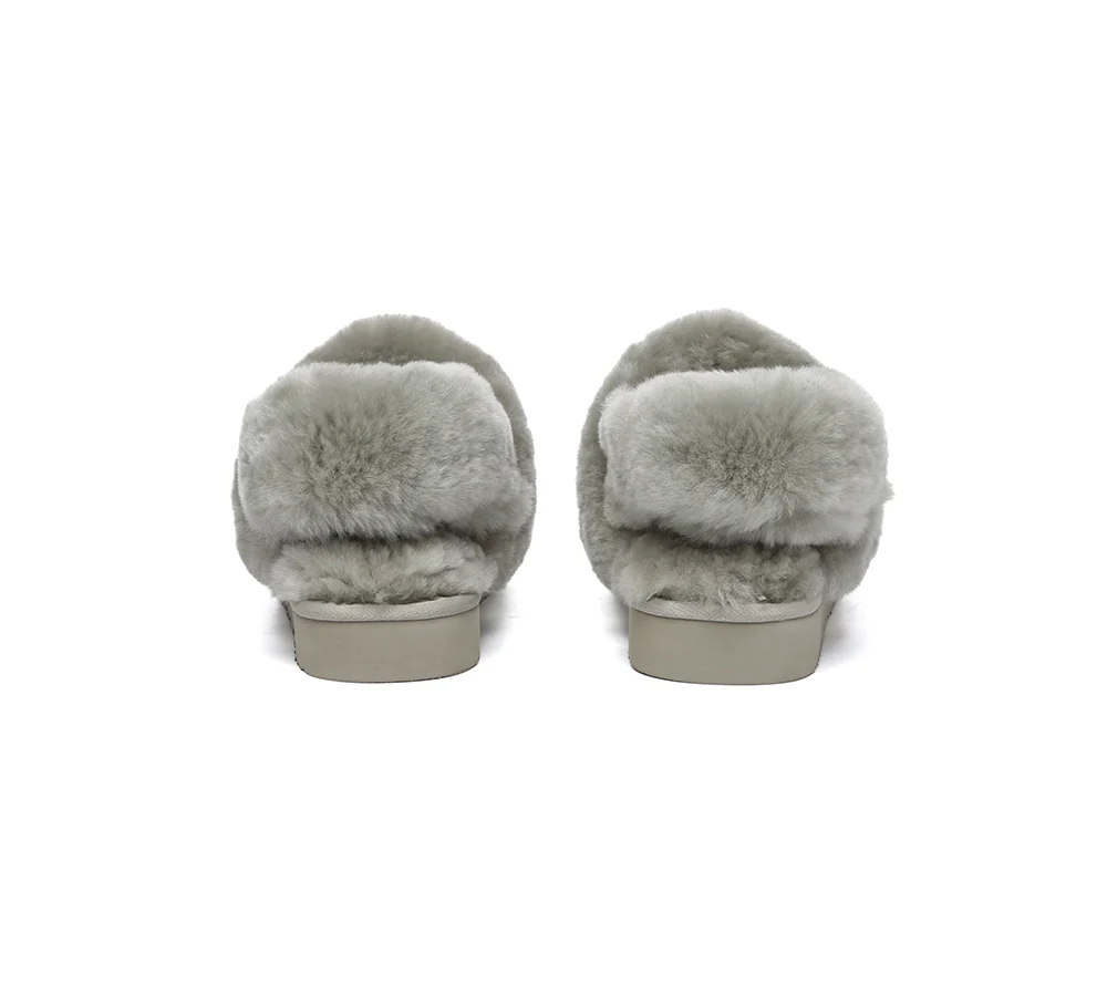 AUSTRALIAN SHEPHERD? UGG Slippers Women Removable Wool Strap Slingback Muffin Fluffy