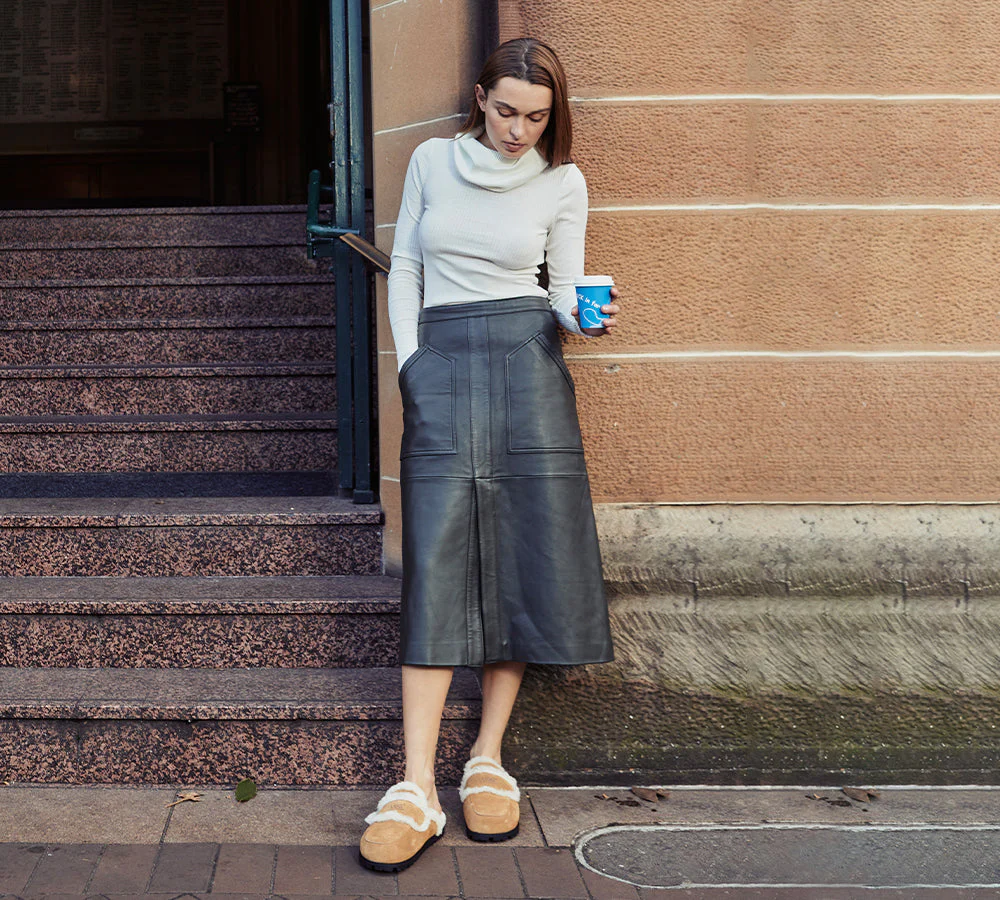 AUSTRALIAN SHEPHERD? UGG Slippers Women Sheepskin Wool Shearling Lined Remi