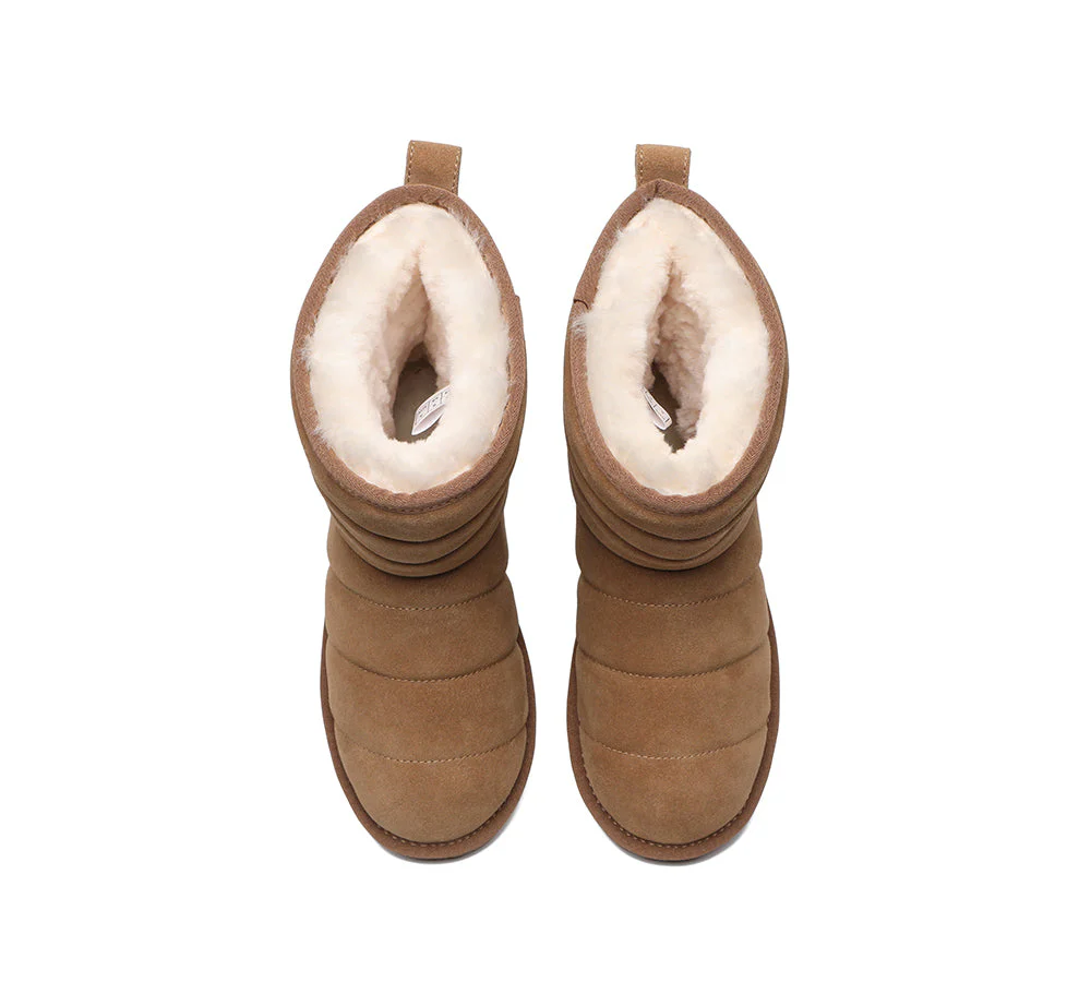 EVERAU? UGG Boots Sheepskin Wool Short Puffer