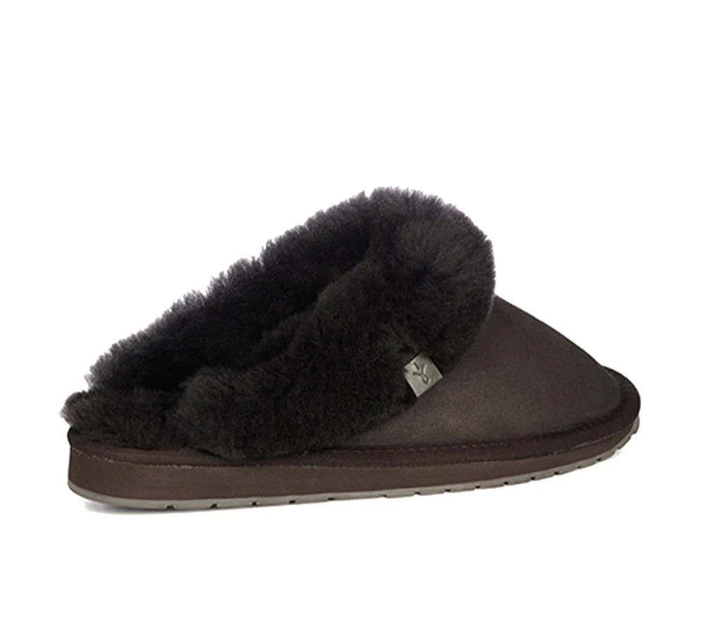 EMU? UGG Slippers Australian Made Sheepskin Wool Scuff Platinum Eden