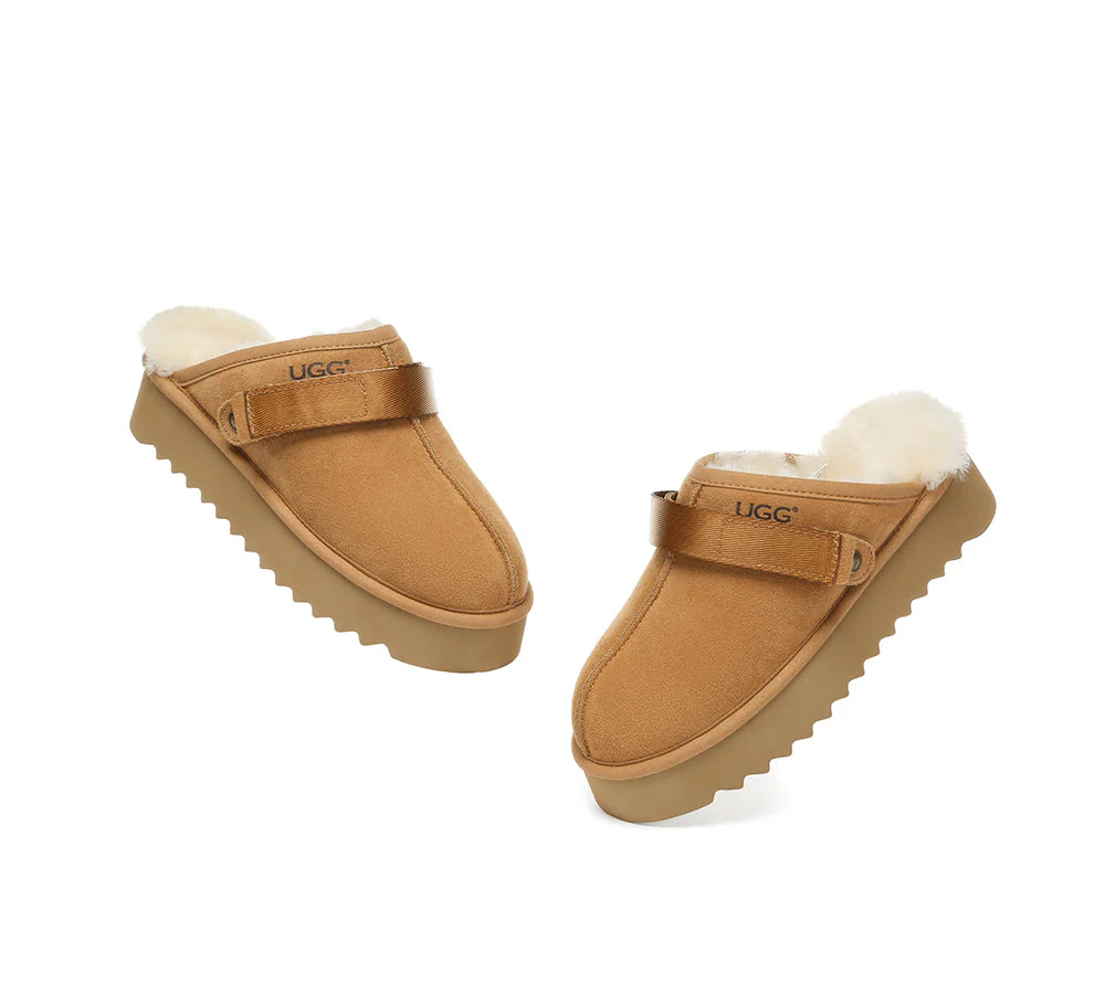 AUSTRALIAN SHEPHERD? UGG Slippers Sheepskin Wool Slingback Platform Cozeln