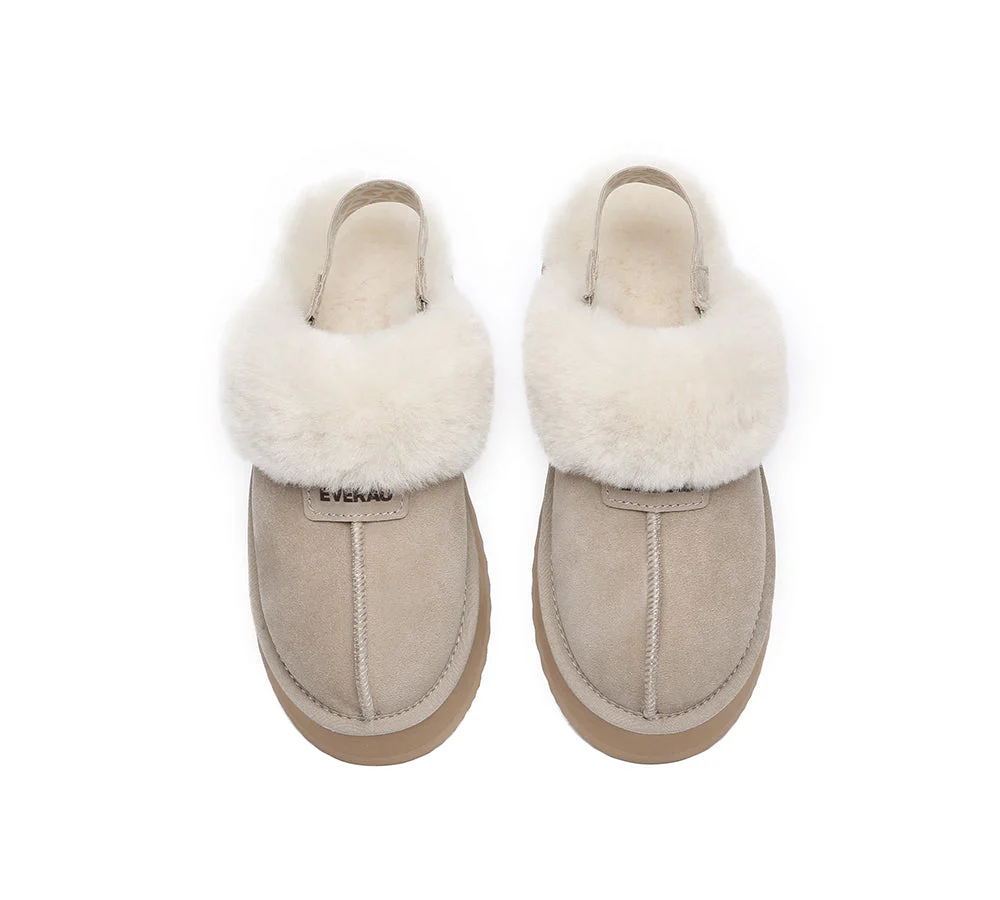EVERAU? UGG Women Removable Strap Slingback Platform Slippers Forever