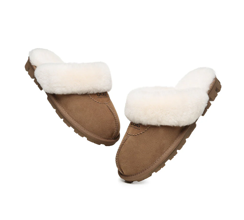 AUSTRALIAN SHEPHERD? UGG Slippers Double Face Sheepskin Wool Scuff Waffle
