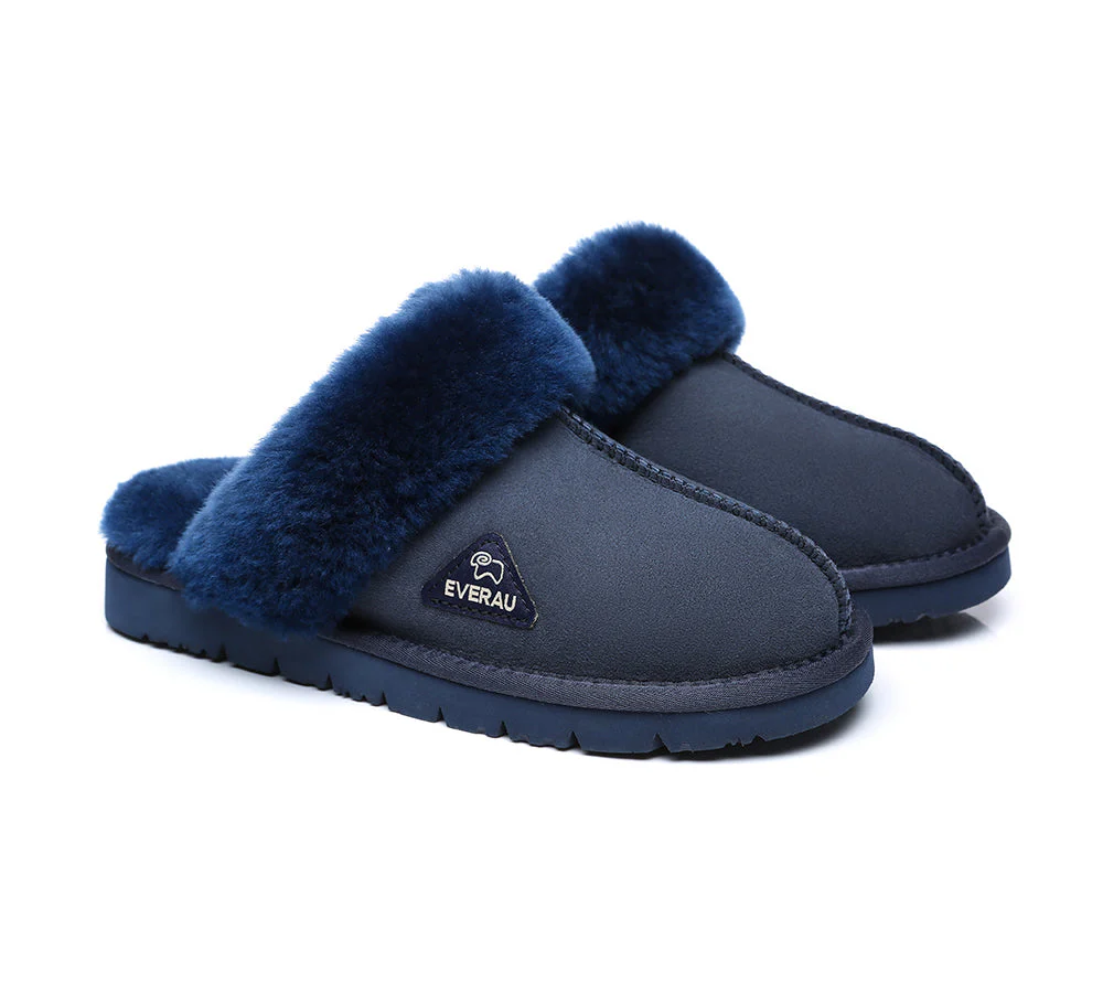 EVERAU? UGG Slippers Premium Sheepskin Wool Scuff Muffin