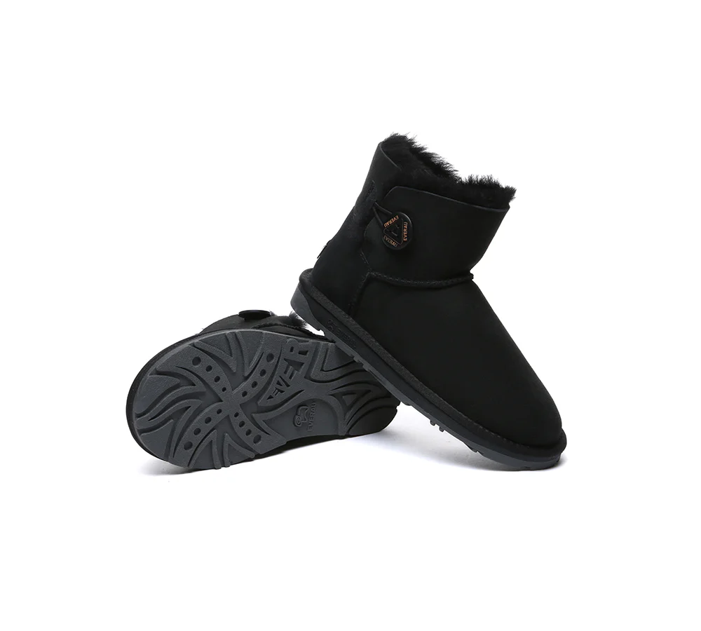 UGG EVERAU? UGG Boots Double Faced Sheepskin Wool Ankle Mini Button
