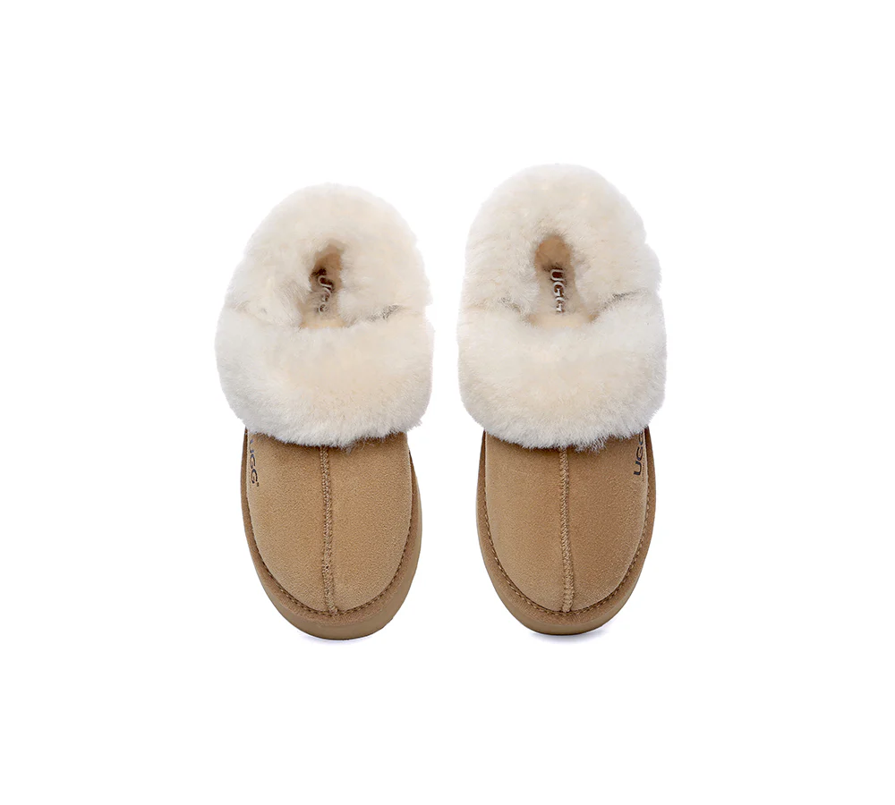 AUSTRALIAN SHEPHERD? UGG Slippers Women Removable Wool Strap Slingback Platform Musa