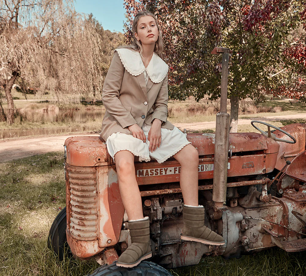 EVERAU? UGG Boots Sheepskin Wool Short Puffer