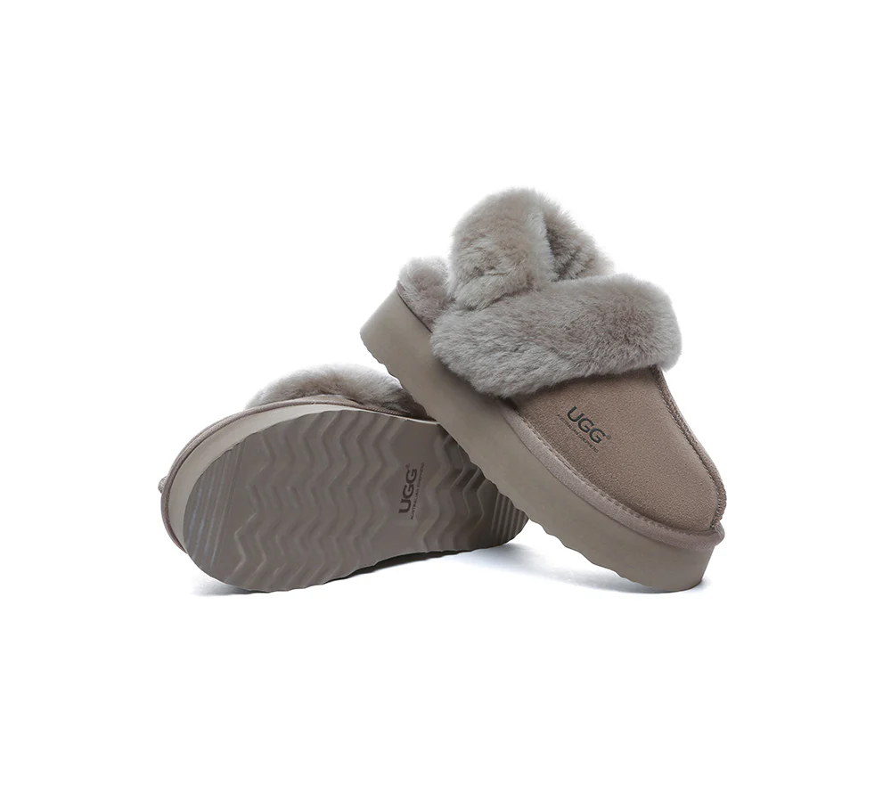 AUSTRALIAN SHEPHERD? UGG Slippers Women Removable Wool Strap Slingback Platform Musa