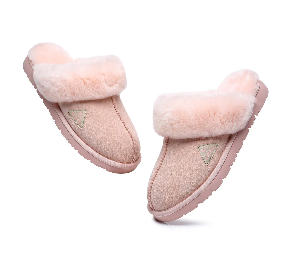 EVERAU? UGG Slippers Premium Sheepskin Wool Scuff Muffin