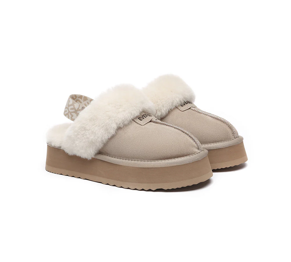 EVERAU? UGG Women Removable Strap Slingback Platform Slippers Forever