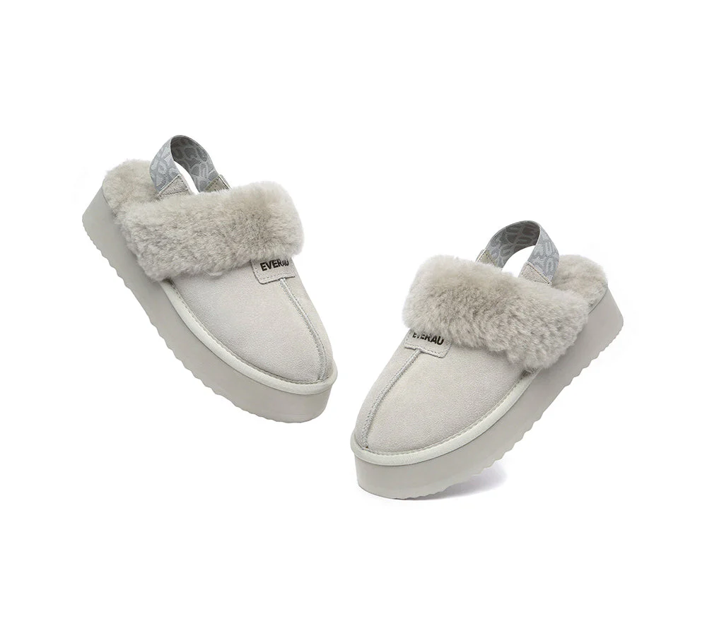 EVERAU? UGG Women Removable Strap Slingback Platform Slippers Forever
